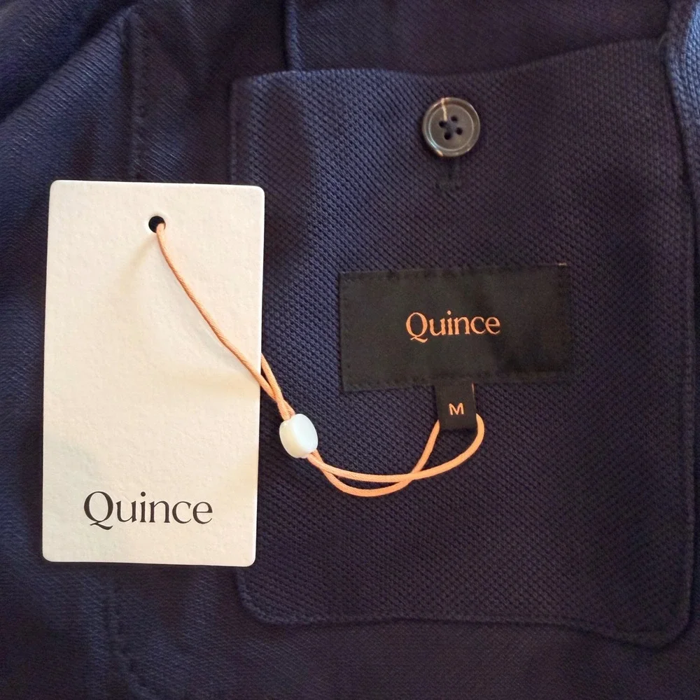 Quince Cotton Pique‎ Knit Blazer Lightweight Breathable Date Office Navy Med NWT